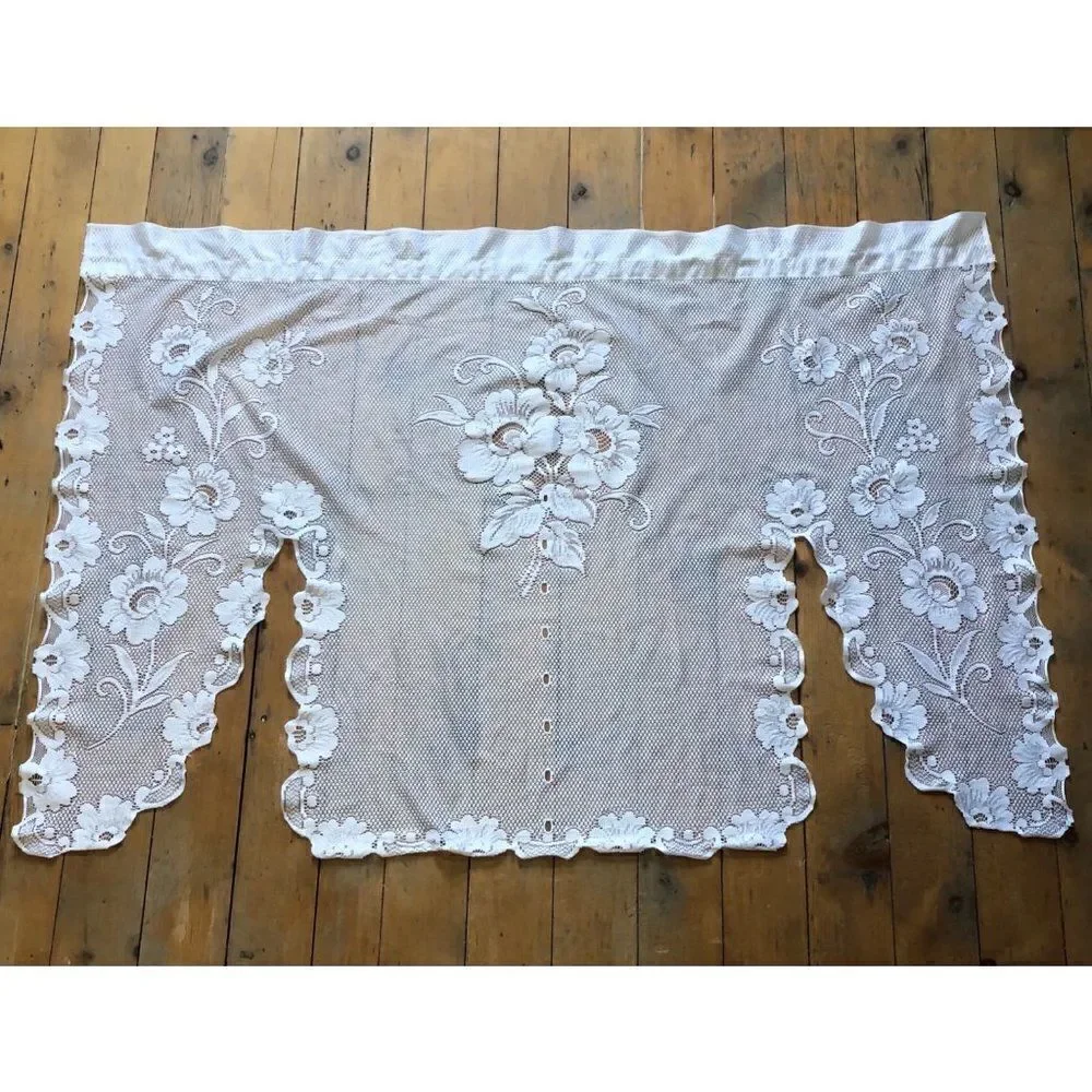 Vintage lace window curtain 56” w x 38“ l